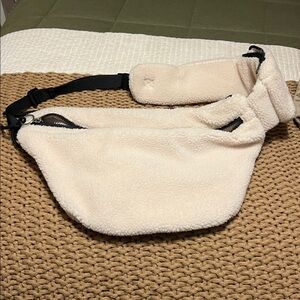 Free People Cream Sherpa crossbody/bum bag